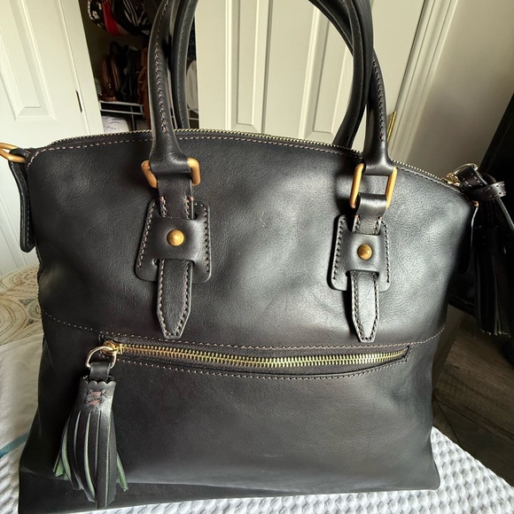 Dooney & Bourke Black Florentine Leather Clayton Satchel - Picture 2 of 5